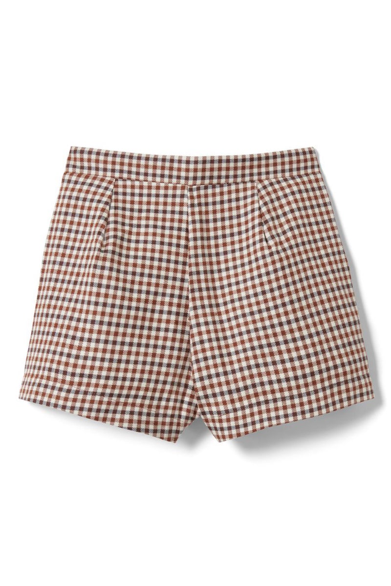 Tchibo Kids Girl Gingham Basic Shorts, Brown Combo - Image 2