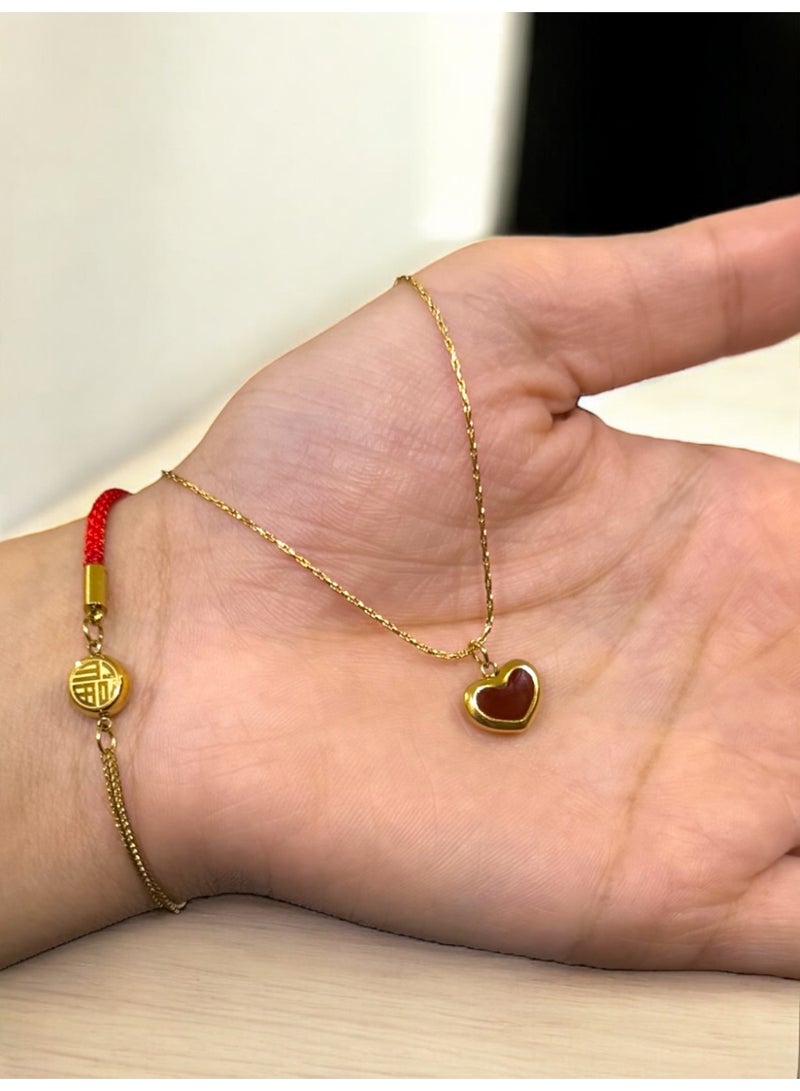 Elegance Elegant & High Quality Stainelss Steel Gold Plated Necklace & Bracelet Jewellery Set For Women - Image 1