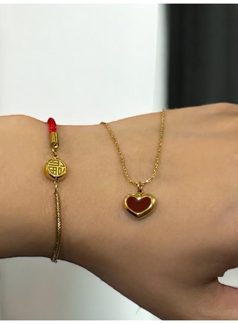 Elegance Elegant & High Quality Stainelss Steel Gold Plated Necklace & Bracelet Jewellery Set For Women - Image 2