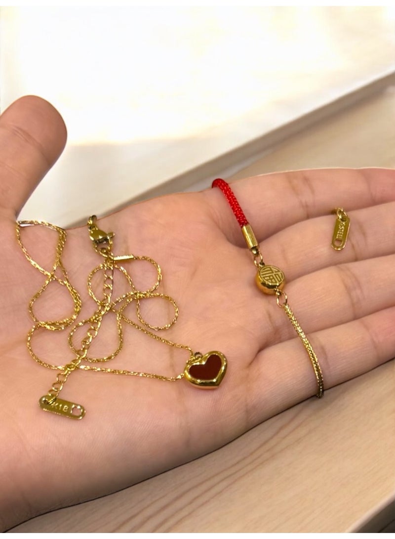 Elegance Elegant & High Quality Stainelss Steel Gold Plated Necklace & Bracelet Jewellery Set For Women - Image 3