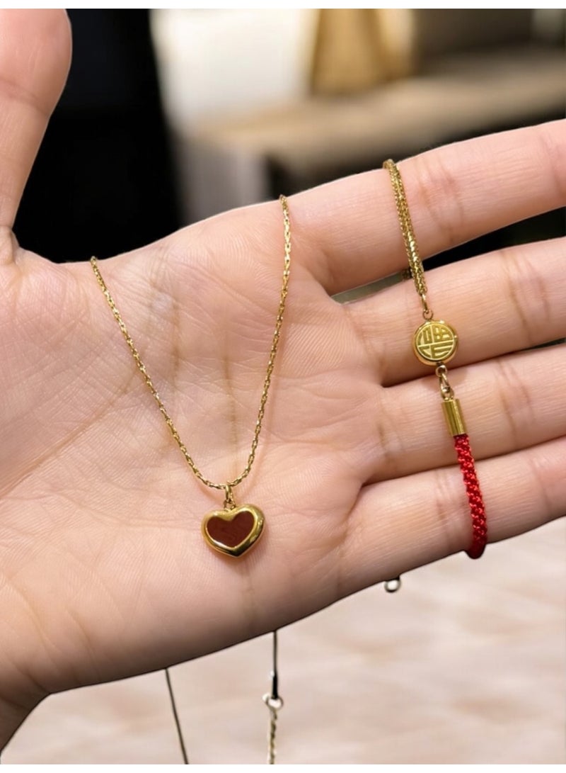 Elegance Elegant & High Quality Stainelss Steel Gold Plated Necklace & Bracelet Jewellery Set For Women - Image 4