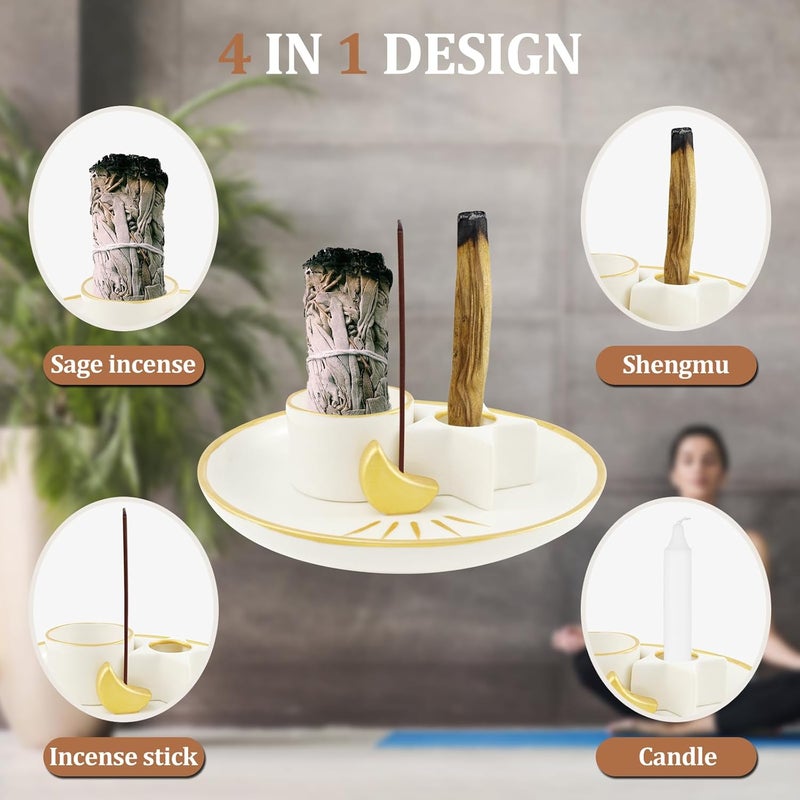 windforgecraft Incense Burner Holder Incense Holder Set Incense Ash Tray Stick Incense Holder Ceramic Ash Catcher Tray Censer Plate Incense Tray Incense Holder for Sticks for Meditation Yoga Room (Shape 2) - Image 2