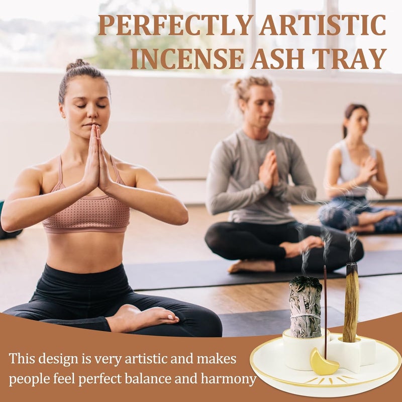 windforgecraft Incense Burner Holder Incense Holder Set Incense Ash Tray Stick Incense Holder Ceramic Ash Catcher Tray Censer Plate Incense Tray Incense Holder for Sticks for Meditation Yoga Room (Shape 2) - Image 5