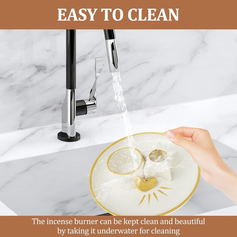 windforgecraft Incense Burner Holder Incense Holder Set Incense Ash Tray Stick Incense Holder Ceramic Ash Catcher Tray Censer Plate Incense Tray Incense Holder for Sticks for Meditation Yoga Room (Shape 2) - Image 4