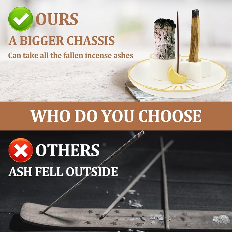 windforgecraft Incense Burner Holder Incense Holder Set Incense Ash Tray Stick Incense Holder Ceramic Ash Catcher Tray Censer Plate Incense Tray Incense Holder for Sticks for Meditation Yoga Room (Shape 2) - Image 3