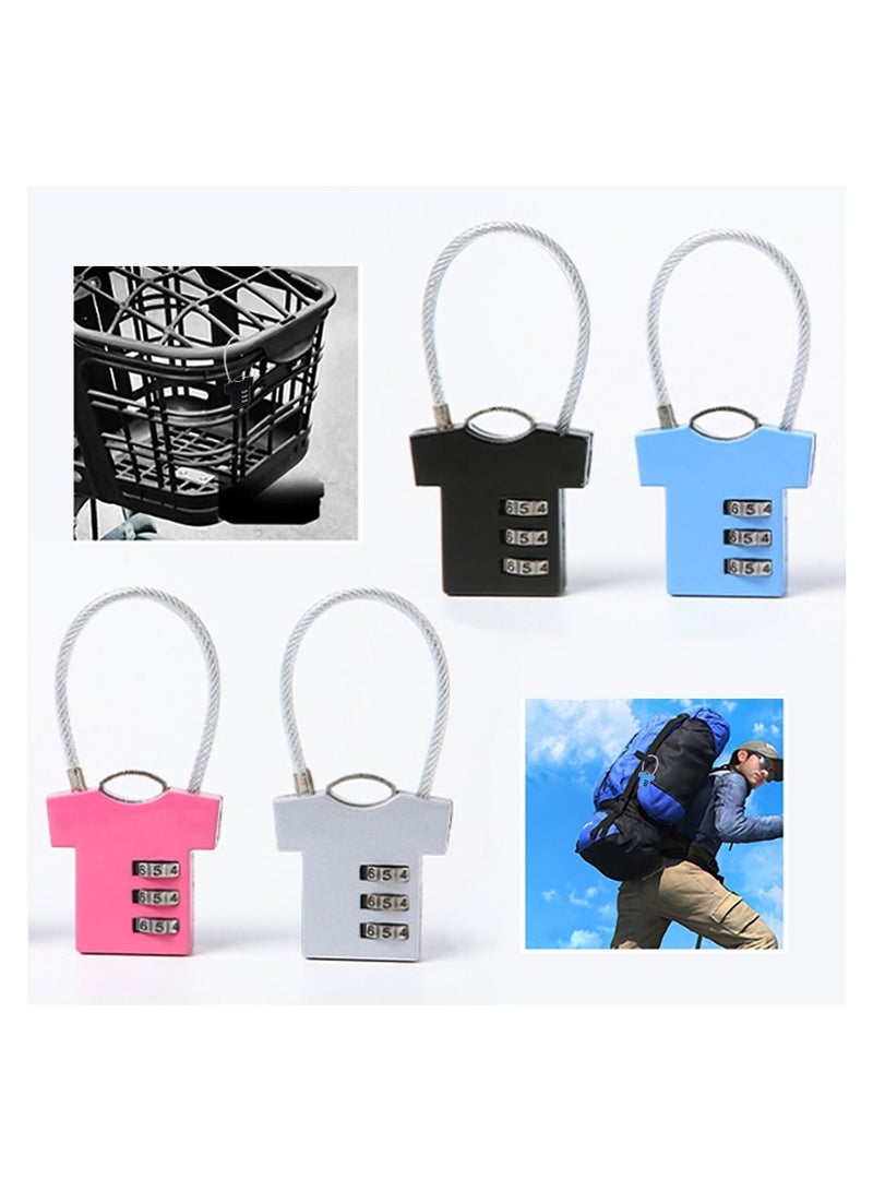 Y&D 3 Digit Combinations Padlock The Safe Cipher Lock Mini Zinc Alloy Resettable Code Lock, Blue, White, Pink, Black Locks (4 Pack)  - Image 1