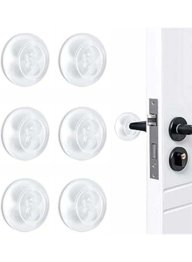 مقبض الباب حارس الجدار, الباب وقف حامي الجدار اللاصق الذاتي, ناعمة شفافة المطاط الباب العازل, قابلة لإعادة الاستخدام الباب وقف حرس لوحة, 6 قطعة مجموعة لمقابض الباب وأبواب الثلاجة - Image 1