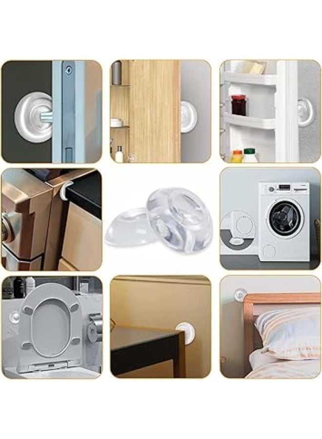 مقبض الباب حارس الجدار, الباب وقف حامي الجدار اللاصق الذاتي, ناعمة شفافة المطاط الباب العازل, قابلة لإعادة الاستخدام الباب وقف حرس لوحة, 6 قطعة مجموعة لمقابض الباب وأبواب الثلاجة - Image 5