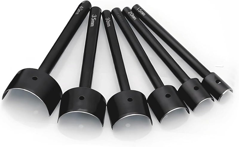 Aulufft 6 Pcs Leather Craft Tools Half-Round Cutter Punch Leather Belt End Cutter Leather Craft Tools for Crafting Strap Belt Wallet and Bag End DIY (15.20.25.30.35.40mm) - Image 1