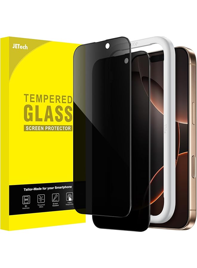 جي تيك واقي شاشة بتغطية كاملة للخصوصية لهاتف آيفون 16 برو ماكس مقاس 6.9 بوصة بحافة سوداء من الزجاج المقوى المضاد للتجسس مع أداة تثبيت سهلة، عبوة من قطعتين - Image 1