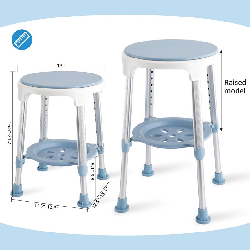 KSITEX Shower Chair Stool for Inside Shower, Small Corner Plastic Stool for Shower 300 Lb,360° Swivel Bath Shower Seat for Seniors Adults Sitting, Adjustable Bathtub Stool with Storage Tray - Image 2