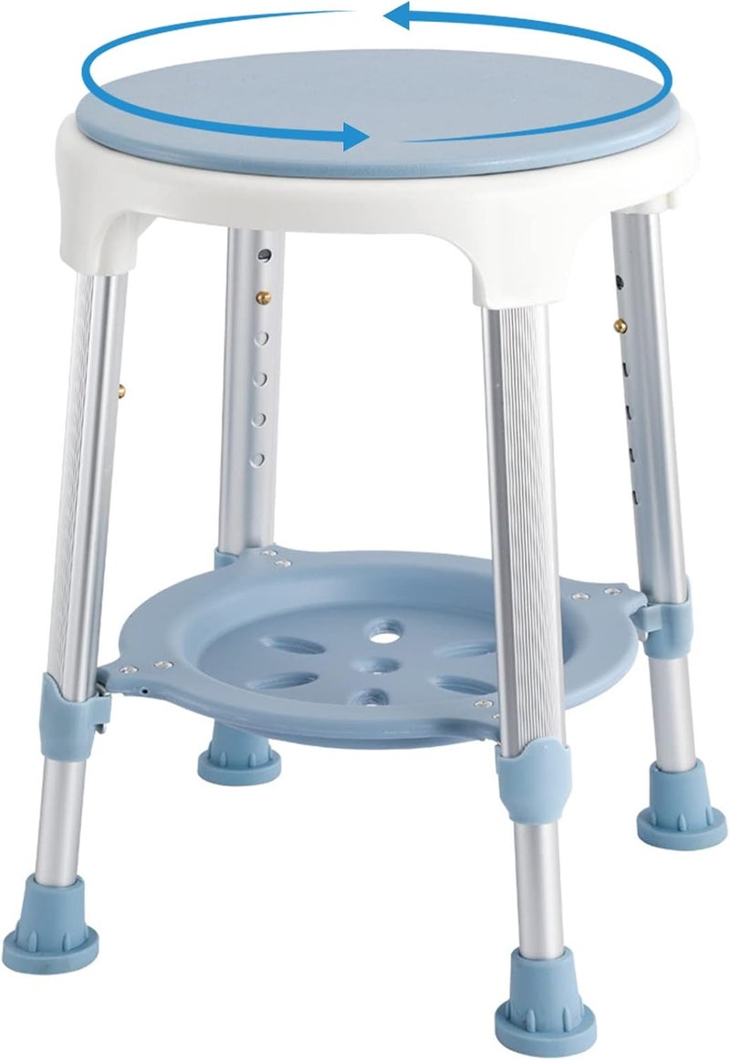KSITEX Shower Chair Stool for Inside Shower, Small Corner Plastic Stool for Shower 300 Lb,360° Swivel Bath Shower Seat for Seniors Adults Sitting, Adjustable Bathtub Stool with Storage Tray - Image 1