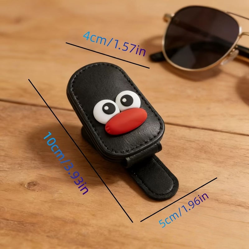 Grey PVC Car Sun Visor Glasses Clip With Sausage Lips Big Eyes Pattern - Image 2