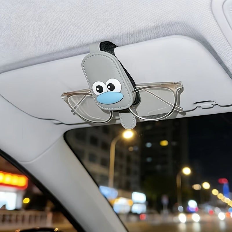 Grey PVC Car Sun Visor Glasses Clip With Sausage Lips Big Eyes Pattern - Image 5