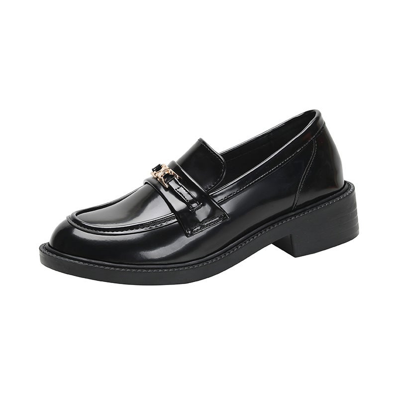 Grape Mom Studiolee Height Increasing Small Size British Style Thick Heeled Fleece-Lined Platform-Soled Lefu Single-Layer Shoes Women'S Leather Shoes - Image 5