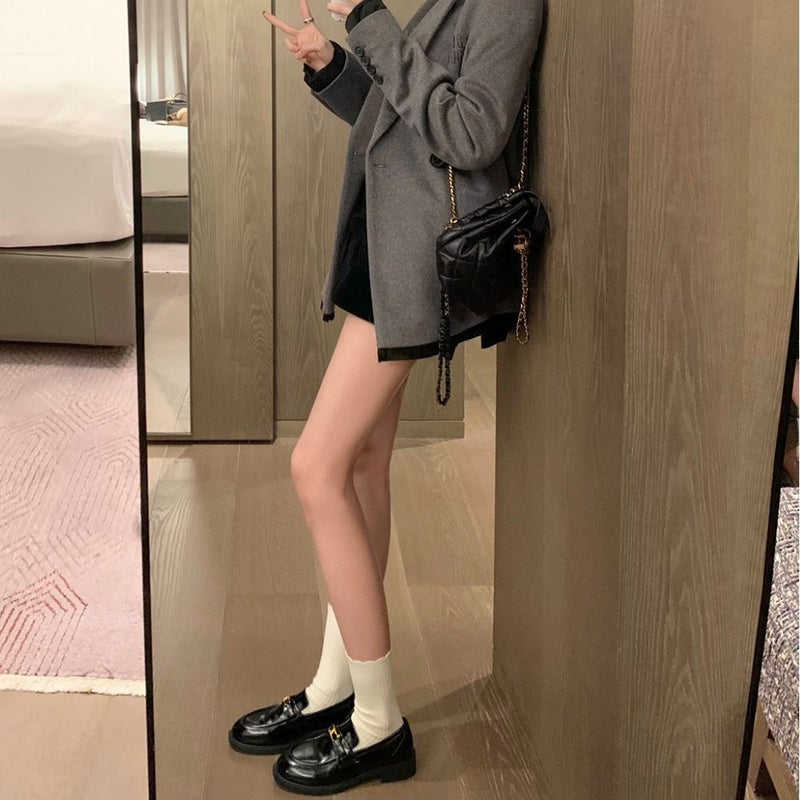 Grape Mom Studiolee Height Increasing Small Size British Style Thick Heeled Fleece-Lined Platform-Soled Lefu Single-Layer Shoes Women'S Leather Shoes - Image 3