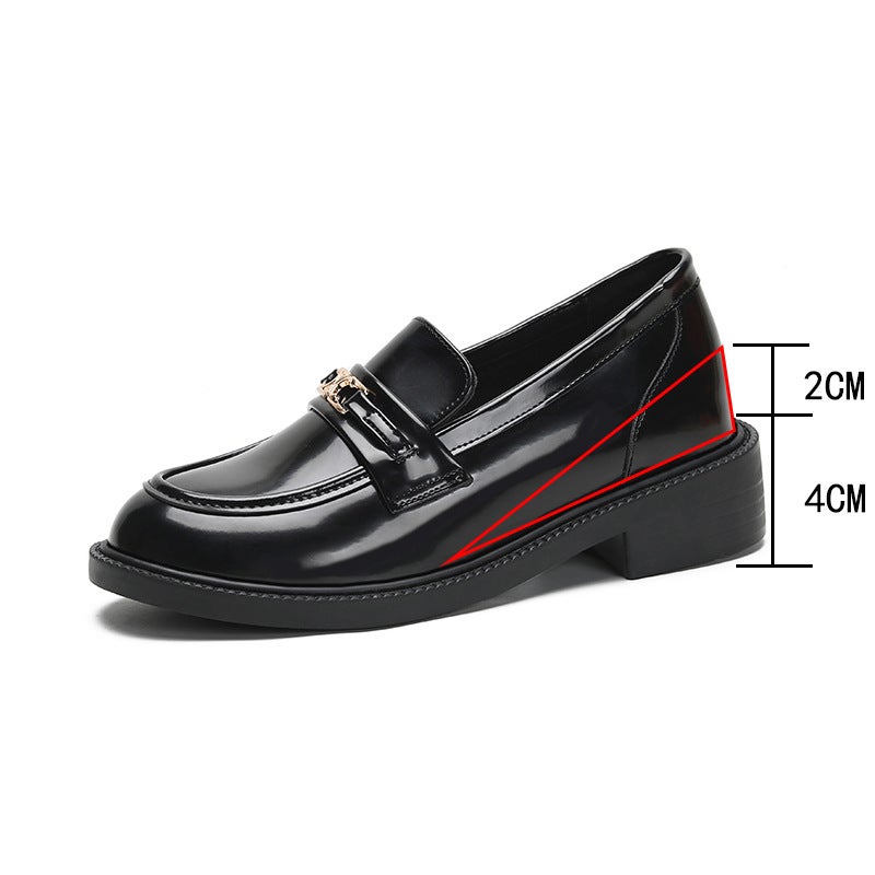 Grape Mom Studiolee Height Increasing Small Size British Style Thick Heeled Fleece-Lined Platform-Soled Lefu Single-Layer Shoes Women'S Leather Shoes - Image 4