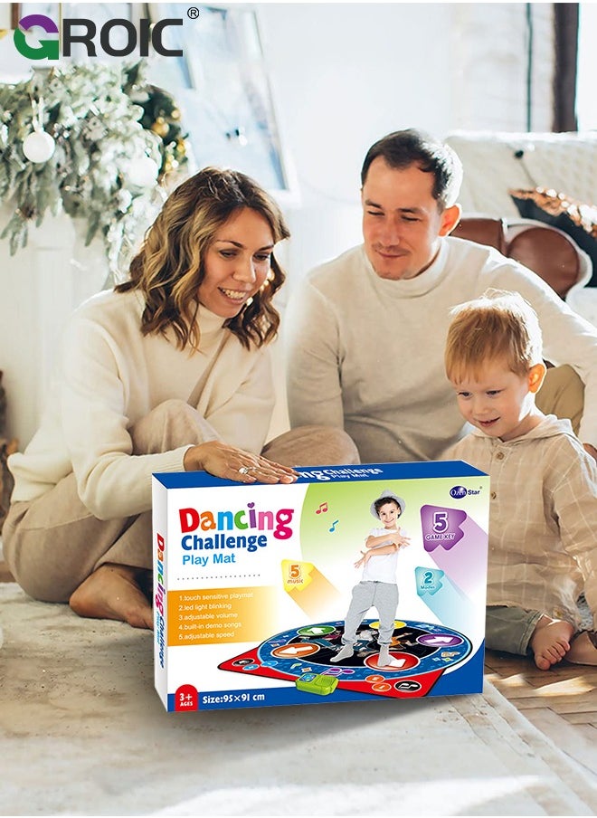 GROIC - Dance Mat for Kids-GROIC Music Dance Pad-5 Music, 5 Keys and 2 Game Modes, Dancing Challenge Toys with Light Up, Adjustable Volume, Interactive Dancing Game Play Mat, Gift for Girls Boys Ages 3+ - Image 1