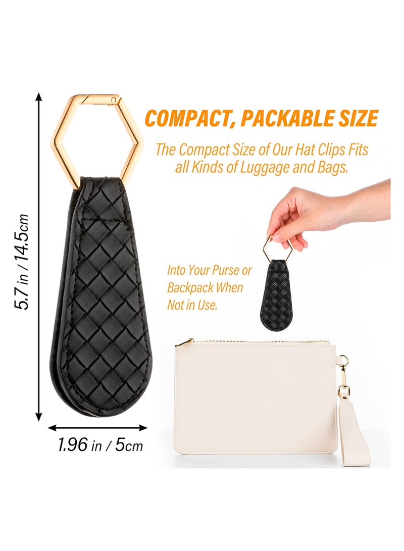 Magnetic Hat Clip Set for Travel and Outdoor Activities PU Leather Multifunctional Fashion Accessories for Men and Women in Black and White 2 Pieces - Image 5