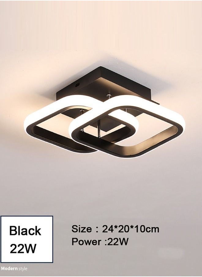 Haikomin - LED Hallway Access Ceiling Light Balcony Aisle Light Home Foyer Kitchen Ceiling Light Black - Image 1