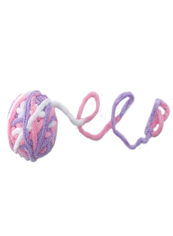 BEIDUOYANG Interactive Cat Ball Toy 1.97" Yarn With Built-in Colorful Chewing Toy for Kittens Chasing Training Indoor - White, Pink, Purple - Image 1