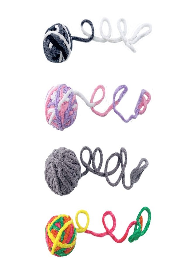 BEIDUOYANG Interactive Cat Ball Toy 1.97" Yarn With Built-in Colorful Chewing Toy for Kittens Chasing Training Indoor - White, Pink, Purple - Image 2