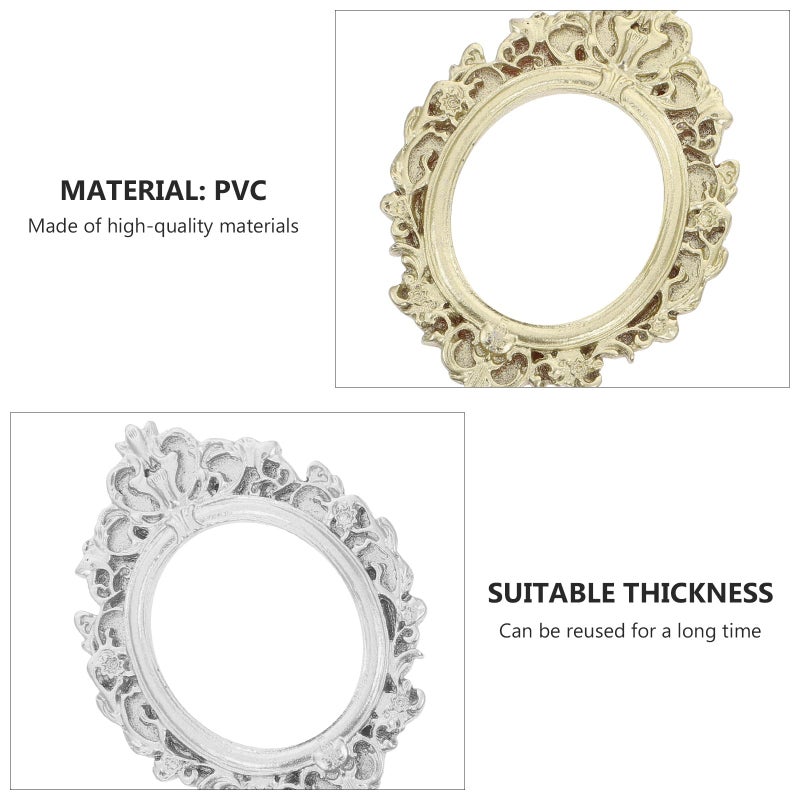 Vintage Resin Picture Frames 6pcs Set Gold Silver Oval Photo Display Decor - Image 4