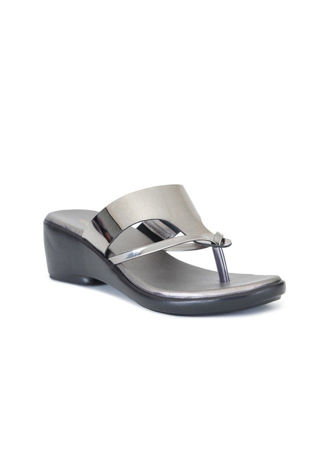 She Zone Grey Wedge Sandals for Women - Image 2