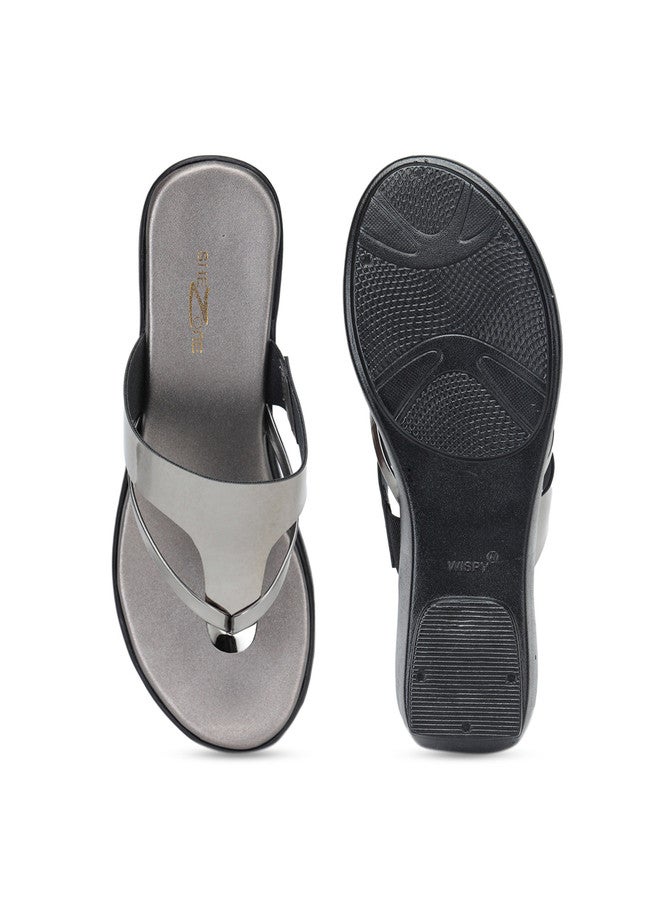 She Zone Grey Wedge Sandals for Women - Image 5