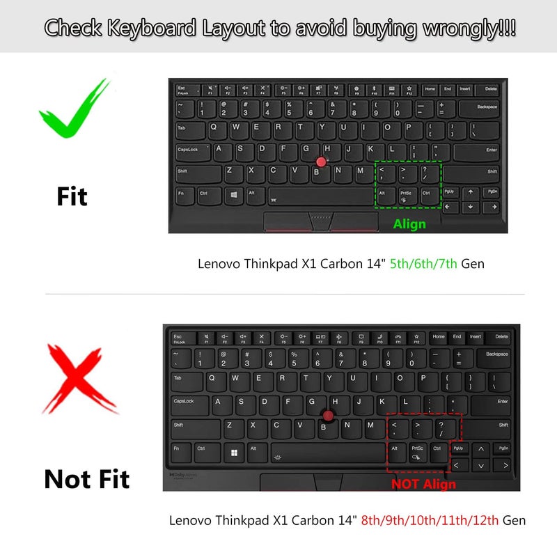CASEDAO غطاء لوحة المفاتيح لجهاز Lenovo Thinkpad X1 Carbon 5th/6th/7th 2019 2018 2017 / ThinkPad X1 Yoga 14" 3 4 5th Gen/Thinkpad A475 L460 L470 T460 T460p T460s T470 T470p T470s T480 T480S - Image 2