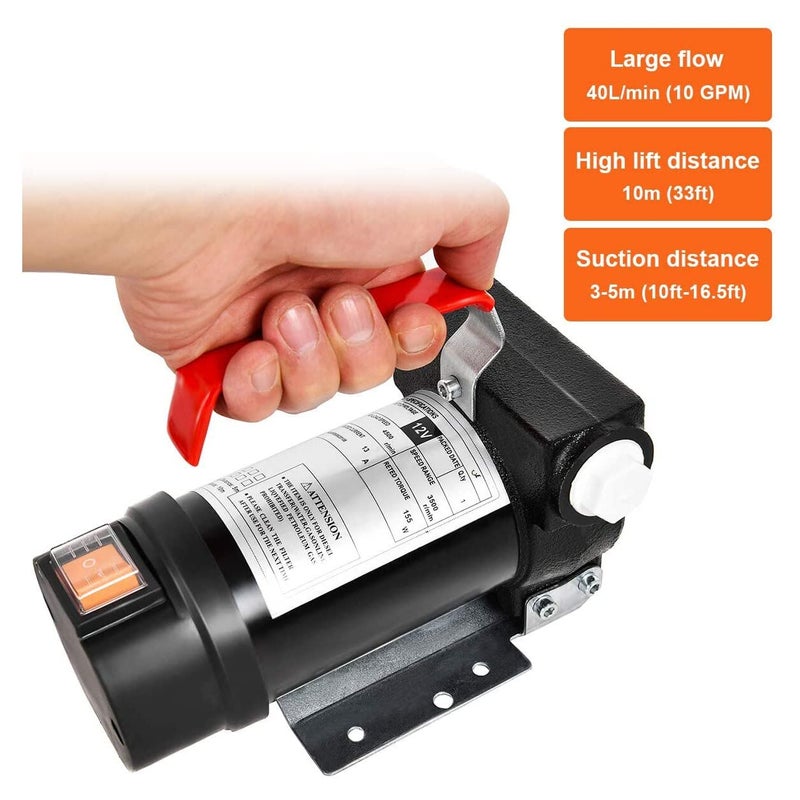 FLOJOY Asian Pumps & Machineries 12V Diesel Oil Transfer Pump 260w Powerful 40Lpm DC New Self Priming Pump Discharge Head 8-10Mtr & Suction 5Mtr (Copper Winding) 1 year Warranty - Image 2
