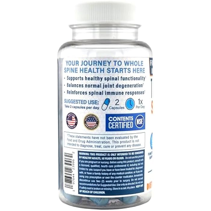 Daily Spine & Joint Supplement - NSF Certified - Neurosurgeon Formulated to Support Joint Health & Balance Functional Longevity - Devils Claw, Chondroitin, Glucosamine - 60 Capsules - Image 2