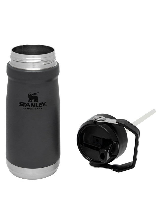 Stanley IceFlow Flip Straw Water Bottle 17 oz | Built-In Straw for Travel and Sports | Lightweight and Leak Resistant | Insulated Stainless Steel | BPA-Free | Charcoal - Image 2