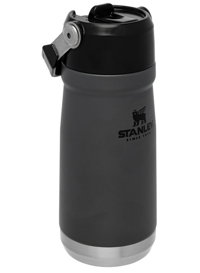 Stanley IceFlow Flip Straw Water Bottle 17 oz | Built-In Straw for Travel and Sports | Lightweight and Leak Resistant | Insulated Stainless Steel | BPA-Free | Charcoal - Image 3