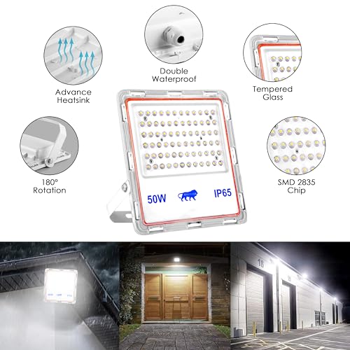 Gesto 50W Lens Flood Light – Ip66 Waterproof Led Lights with 120 Wide Beam | Halogen Light,Focus Light for Yard,Showroom,Shop, Factory,Garden,Temple,Tent, Warehouse,Playground (Cool White)-Pack of 1 - Image 3