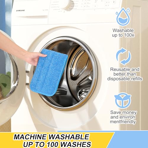 H-Gamely 16.5 inch Reusable Mop Pads Microfiber Spray Mop Replacement Heads for Wet/Dry Mops Compatible with Bona Floor Care System (5 Pack) - Image 5