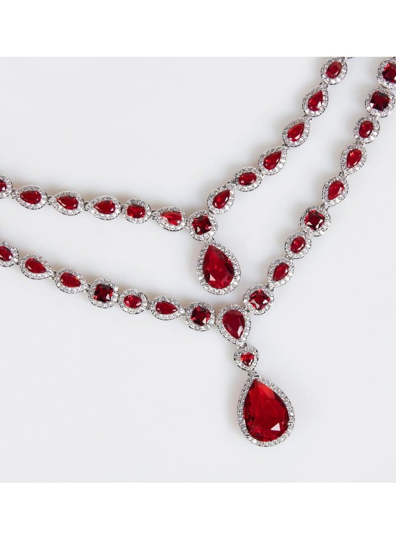 Mark Fairwhale Double layer Water Drop Bridal Necklace Simple, Exquisite, Elegant Multi layer Necklace Four Piece Set  - Image 3