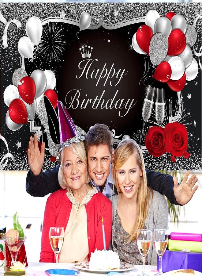 ايرينير زينة عيد ميلاد إيريناري الحمراء للرجال والنساء، تتضمن لافتة خلفية عيد ميلاد سعيد مزينة بالورود، ومستلزمات الحفلات، والزهور، والبالونات اللامعة، والأحذية ذات الكعب العالي، وخلفية تصوير الشمبانيا، مقاس 6 × 3.6 قدم - Image 3