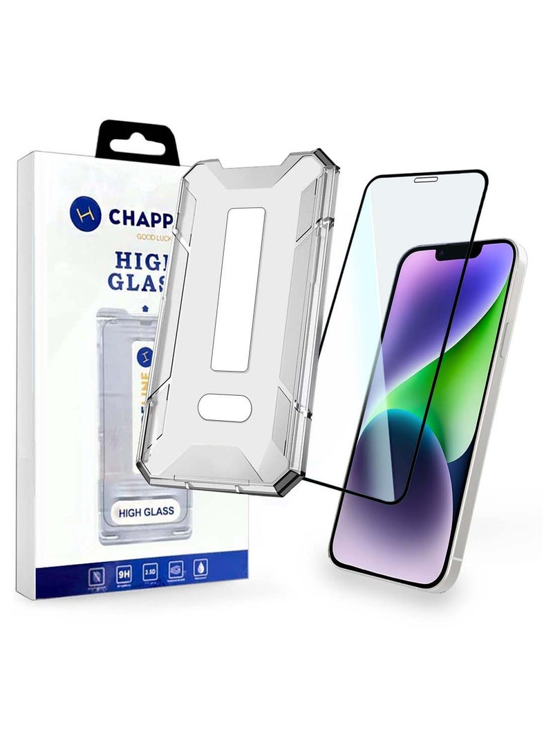 CHAPPELINE Apple iPhone 14 2022 Next Generation A++ Quality High Glass Screen Protector with Auto Alignment Frame Easy Installation, Bubble Free, Tempered Glass HD Clear, Anti-Scratch, Anti-Spy Flim, Anti-Fingerprint - Clear/Black - Image 1