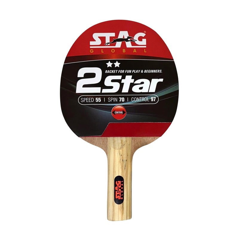 STAG 2 Star Table Tennis Racquet | 148 Grams | Beginner | ITTF Approved Rubber | Multi- Color - Image 1