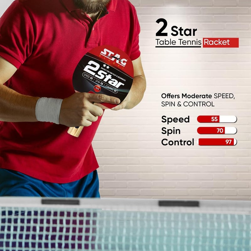 STAG 2 Star Table Tennis Racquet | 148 Grams | Beginner | ITTF Approved Rubber | Multi- Color - Image 3