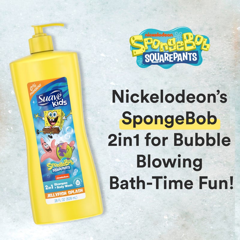 Suave Kids 3-in-1 Spongebob, Tear Free, Body Wash, Shampoo and Conditioners, Dermatologist Tested, 28 Oz Pack of 4 - Image 3