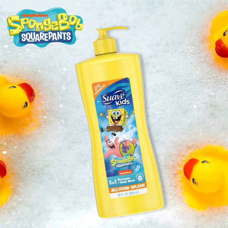 Suave Kids 3-in-1 Spongebob, Tear Free, Body Wash, Shampoo and Conditioners, Dermatologist Tested, 28 Oz Pack of 4 - Image 2