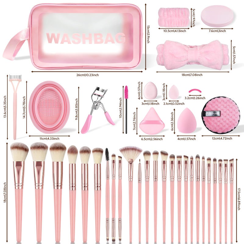 Grnheat 80PCS Makeup Brushes, Makeup Brush Set Professional Makeup Kit Multi-functional Makeup Tool Set with Case Facial Makeup Accessories,Brush Set Eye & Makeup Sponge(Pink) - Image 2