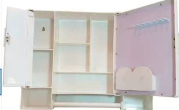 Generic PGen Size 18 x 14 x 4 Inches Medium Mystic White Multipurpose Virgin Quality Plastic Tripple Door Storage CabinetBathroom Mirror Cabinet with Two Shelves and Extra Towel Rod  - Image 3
