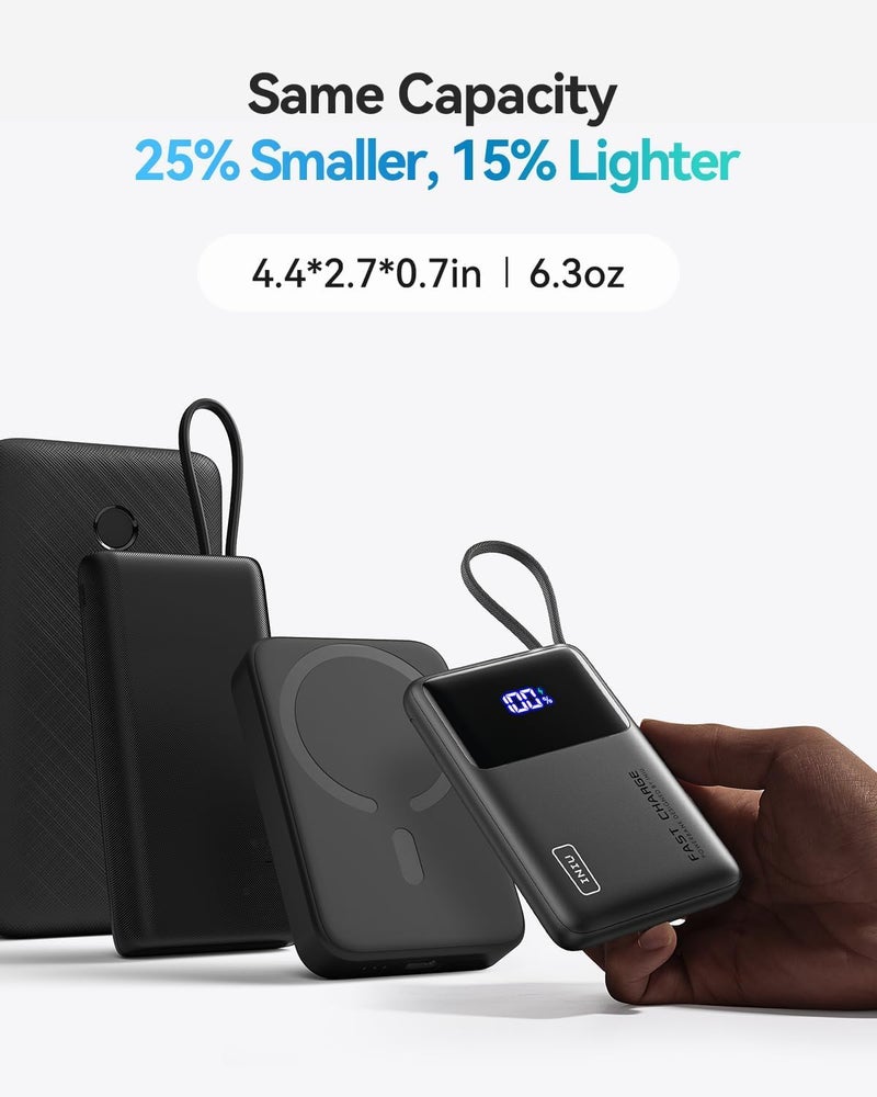 INIU 45W Power Bank, Slimmest 10000mAh Portable Charger with Build in USB-C Cable, Fast Charging USB C in&Out Battery Pack, Travel External Phone Charger for iPhone 16 15 Samsung S24 S23 Google etc - Image 4