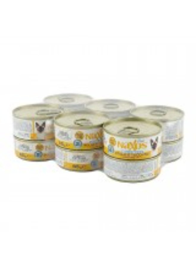 NEXOS Grain Free Sterilized Adult Cat Wet Food Chicken and Turkey Pate with Salmon Oil Pomegranate and Spirulina 85g x 12 Cans Box - Image 1