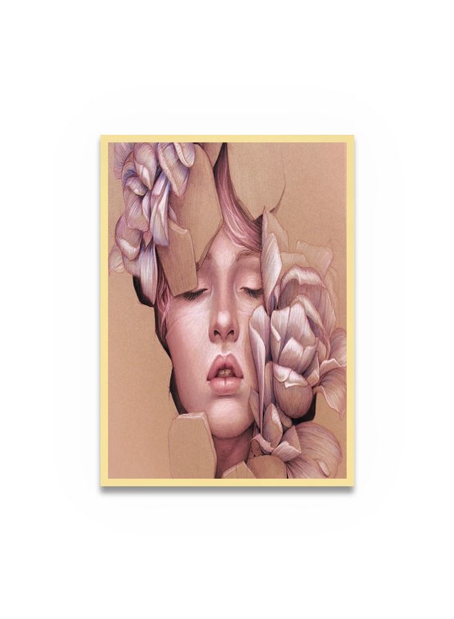 Marktna Canvas Wall Art For Wall Decoration Woman Design With A Hollow Golden Frame Size 120x80cm One Piece - Image 2