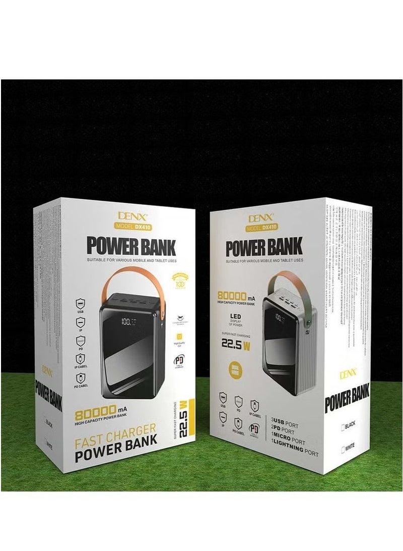 Denx 80000 mAh Large Capacity Power Bank DX410 - Black - Image 1