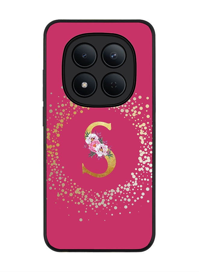 For Xiaomi Redmi Note 15 Pro 5G Case,Slim fit Camera Protection, Shockproof Thin Phone cover  - Custom Monogram Floral - S ( Deep Pink )